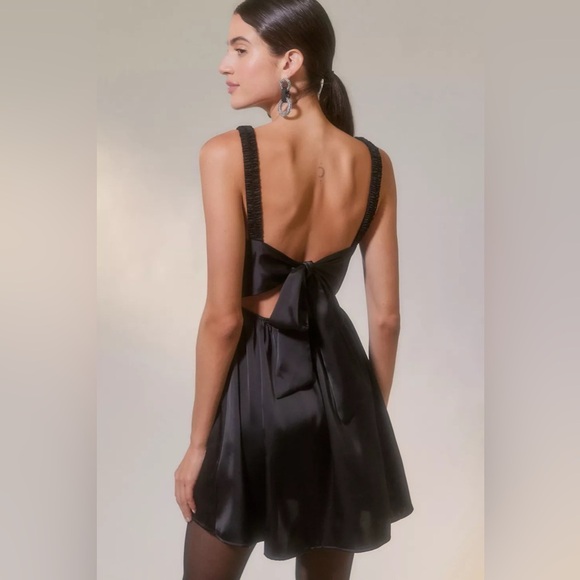 Urban Outfitters Black UO Helena Satin Corset  Slip Mini Dress Size M - Picture 4 of 16